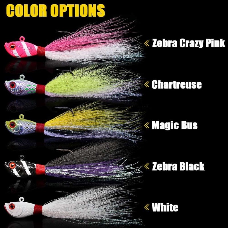 XFISHMAN Bucktail Jigs Saltwater Hair Jigs Head - Fishing Lures Assorted Kit (5 Pack) - Image 4